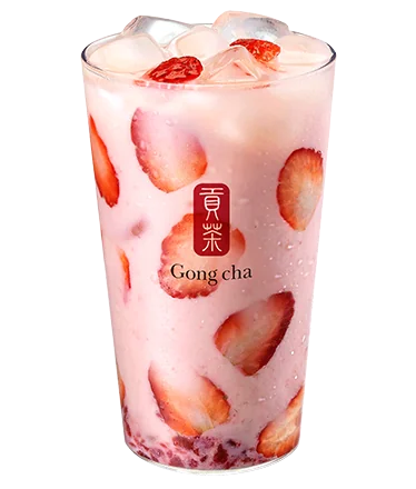 딸기 가득 밀크티